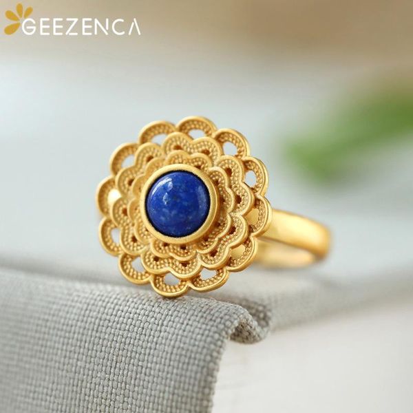 cluster rings 925 sterling silver lapis lazuli gold plated resizable ring flower vintage elegant trendy fine jewelry for women classic gift, Golden;silver
cluster rings 925 sterling silver lapis lazuli gold plated resizable ring flower vintage elegant trendy fine jewelry for women classic gift, Golden;silver