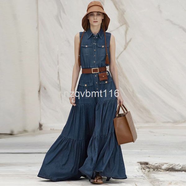 casual dresses spring and summer women's clothes lapel sleeveless waist single breasted slim fitting denim skirt, Black;gray
casual dresses spring and summer women's clothes lapel sleeveless waist single breasted slim fitting denim skirt, Black;gray