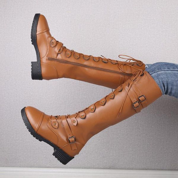 boots women knee high knight lace up buckle wrap side zipper round toe low heels ladies all-match outdoor shoes plus size 35-43, Black
boots women knee high knight lace up buckle wrap side zipper round toe low heels ladies all-match outdoor shoes plus size 35-43, Black