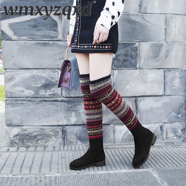 boots knee high fashion winter shoes women round toe long sock comfortable knitting over the wmxyzqxd, Black
boots knee high fashion winter shoes women round toe long sock comfortable knitting over the wmxyzqxd, Black