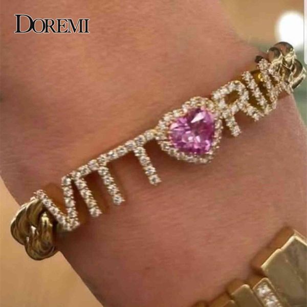 doremi pink cz heart custom s with thick cuban number zircon chain name bracelet for women gift, Golden;silver
doremi pink cz heart custom s with thick cuban number zircon chain name bracelet for women gift, Golden;silver
