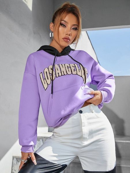 drop shoulder letter embroidered hoodie 16bi#, White;black
drop shoulder letter embroidered hoodie 16bi#, White;black