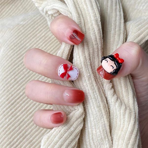 false nails 24pcs short autumn winter leopard bow red girl cartoon personalized wearable french fake full cover nail tips, Red;gold
false nails 24pcs short autumn winter leopard bow red girl cartoon personalized wearable french fake full cover nail tips, Red;gold