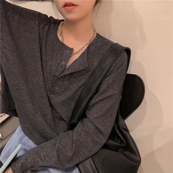 women's t-shirt women t-shirts o-neck button chic long sleeve casual elegant loose hara juku korean sweet female tees, White
women's t-shirt women t-shirts o-neck button chic long sleeve casual elegant loose hara juku korean sweet female tees, White
