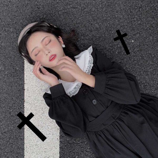 ins dark harajuku japanese gothic vintage long-sleeved dress female autumn fashion simple solid color casual women 210608, Black;gray
ins dark harajuku japanese gothic vintage long-sleeved dress female autumn fashion simple solid color casual women 210608, Black;gray