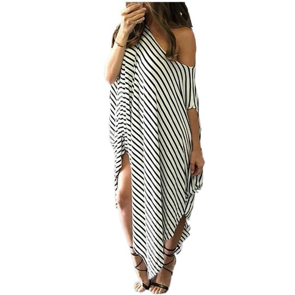 casual dresses women loose striped long dress batwing sleeve one shoulder split irregular maxi black white vestido femme, Black;gray
casual dresses women loose striped long dress batwing sleeve one shoulder split irregular maxi black white vestido femme, Black;gray