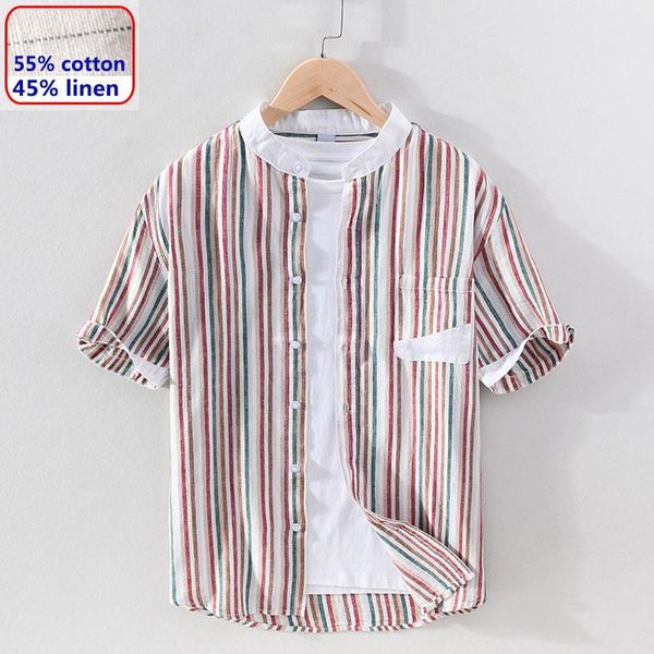 summer new style men's striped shirt linen stand-up collar slim-fit thin short sleeve shirt cotton linen men's 9054, White;black
summer new style men's striped shirt linen stand-up collar slim-fit thin short sleeve shirt cotton linen men's 9054, White;black