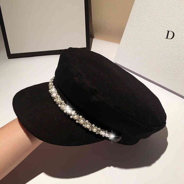 early autumn new style small fragrance sea military hat women's light luxury hat and winter british octagonal painter, Blue;gray
early autumn new style small fragrance sea military hat women's light luxury hat and winter british octagonal painter, Blue;gray