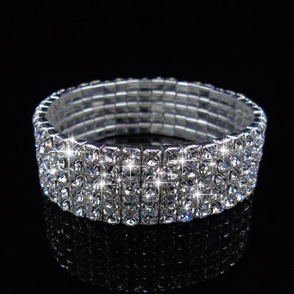 cuff european and american jewelry single row multi-row elastic bracelet bride wedding accessories bracelets for women, White
cuff european and american jewelry single row multi-row elastic bracelet bride wedding accessories bracelets for women, White