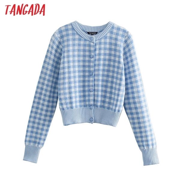 tangada women elegant blue plaid cardigan vintage jumper lady fashion crop knitted coat 3n27 210812, White
tangada women elegant blue plaid cardigan vintage jumper lady fashion crop knitted coat 3n27 210812, White
