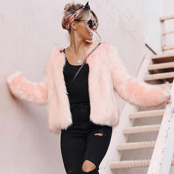 women's fur & faux winter autumn long-sleeved solid cardigan plush female warm slim short coat street wear, Black
women's fur & faux winter autumn long-sleeved solid cardigan plush female warm slim short coat street wear, Black