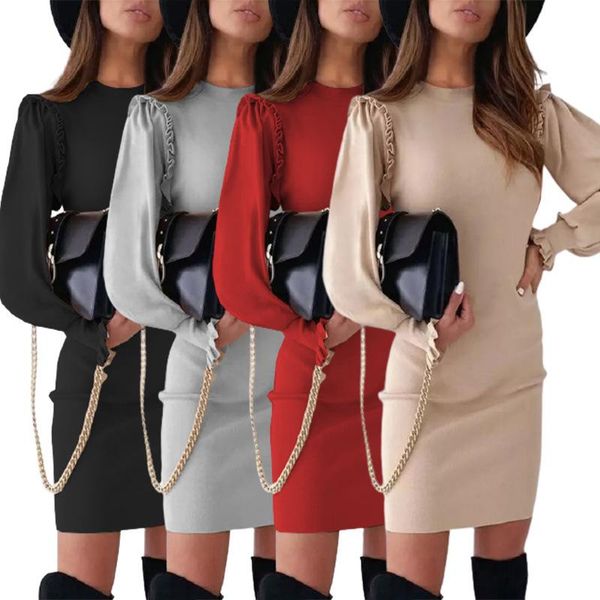 casual dresses fitting dress long sleeve elegant empire bodycon woman o-neck fashion solid tight cloth women basic vestidos ac1692, Black;gray
casual dresses fitting dress long sleeve elegant empire bodycon woman o-neck fashion solid tight cloth women basic vestidos ac1692, Black;gray