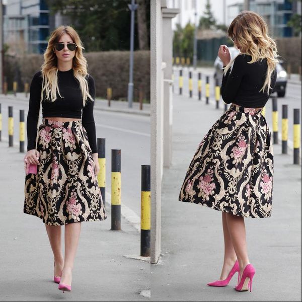 summer women retro floral high waist skirt pleated ball gown skirt party club midi skater skirt, Black
summer women retro floral high waist skirt pleated ball gown skirt party club midi skater skirt, Black