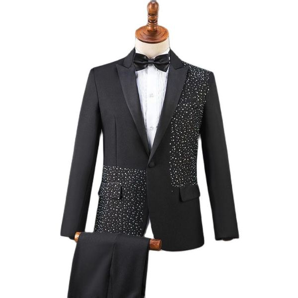 men's suits & blazers fashion luxury black suit men set slim fit wedding man groom tuxedo singer performance prom party trendy jacket p, White;black
men's suits & blazers fashion luxury black suit men set slim fit wedding man groom tuxedo singer performance prom party trendy jacket p, White;black