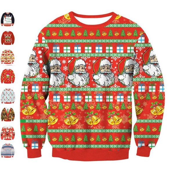 men's sweaters men women ugly christmas sweater 3d bell tree gifts snowflake santa print holiday sweatshirt funny xmas jumpers, White;black
men's sweaters men women ugly christmas sweater 3d bell tree gifts snowflake santa print holiday sweatshirt funny xmas jumpers, White;black