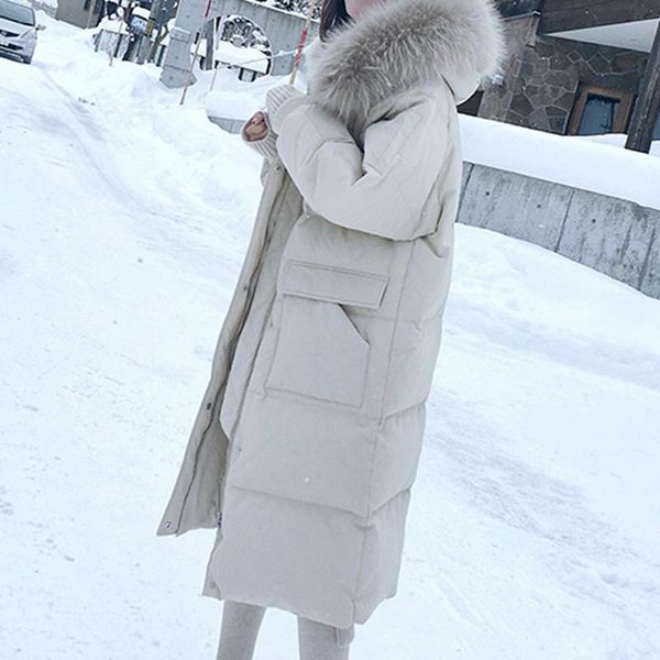 women's down & parkas winter long coat casual loose hooded solid warm, Black