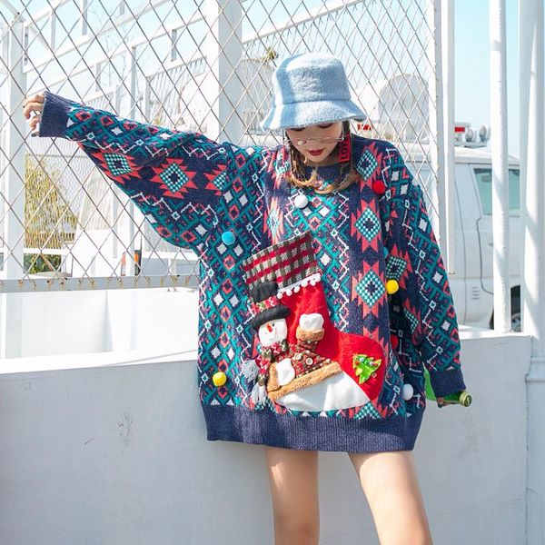women's sweaters woman large size christmas sweater rainbow snowman stocking fashion retro thicken, White;black
women's sweaters woman large size christmas sweater rainbow snowman stocking fashion retro thicken, White;black