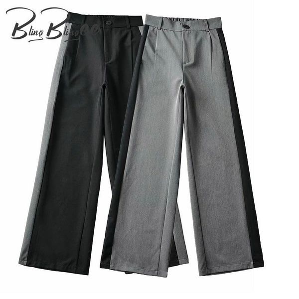 women's pants & capris blingblingee autumn elastic back spliced high waist woman career side taping female casual loose straight 2021, Black;white
women's pants & capris blingblingee autumn elastic back spliced high waist woman career side taping female casual loose straight 2021, Black;white