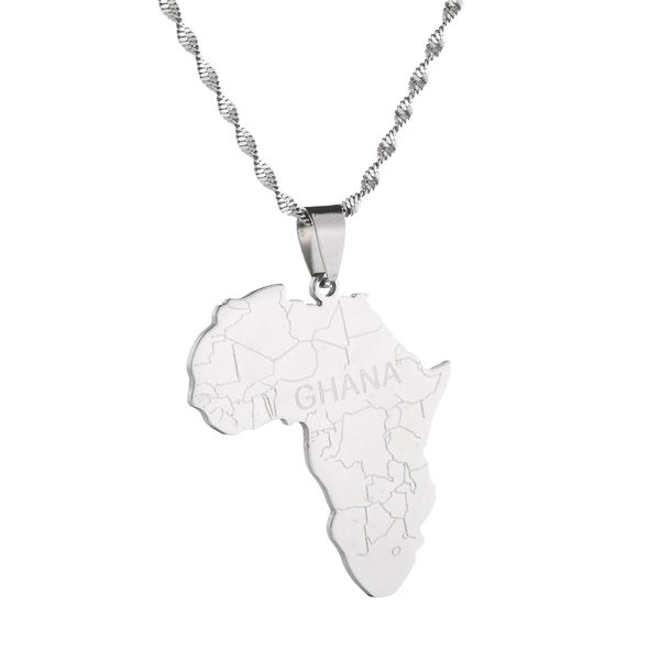 africa ghana map pendant african necklaces for women chain jewelry, Silver
africa ghana map pendant african necklaces for women chain jewelry, Silver