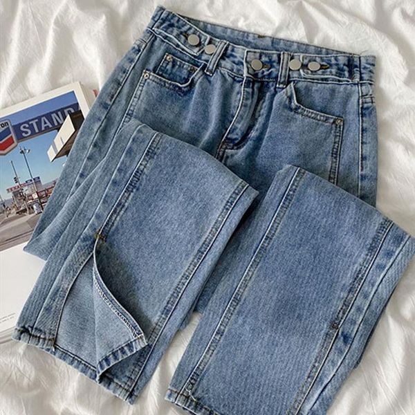 women's jeans spring autumn 2021 split stretch elastic high waist denim trousers korean vintage women streetwear pants pencil lady, Blue
women's jeans spring autumn 2021 split stretch elastic high waist denim trousers korean vintage women streetwear pants pencil lady, Blue