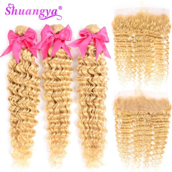 human hair bulks brazilian deep wave bundles with frontal honey blonde 613 remy, Black
human hair bulks brazilian deep wave bundles with frontal honey blonde 613 remy, Black