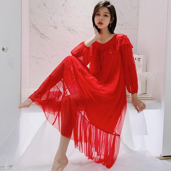women's sleepwear white solid nightdress women nightgown mesh princess spring summer sleep dress female sweet nightwear home, Black;red
women's sleepwear white solid nightdress women nightgown mesh princess spring summer sleep dress female sweet nightwear home, Black;red