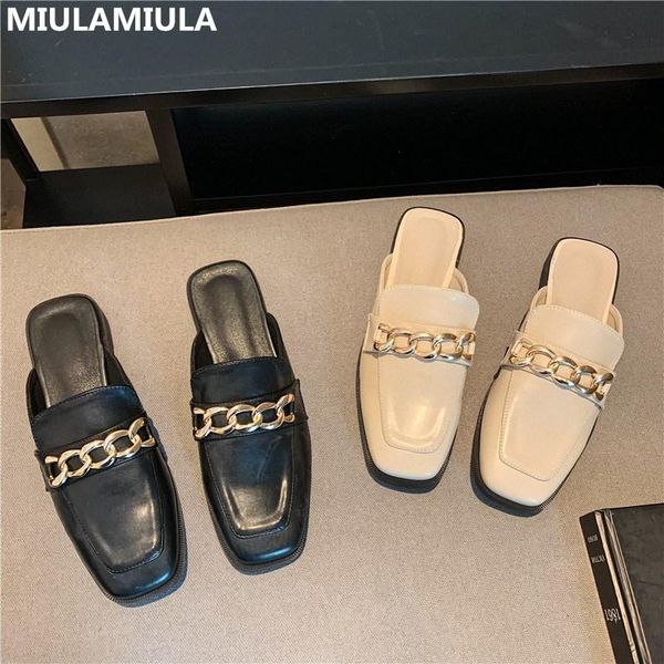 2021 spring fashion luxury metal chain black beige leather flat slippers brand designer socofy slip on loafers mules flip flops
2021 spring fashion luxury metal chain black beige leather flat slippers brand designer socofy slip on loafers mules flip flops
