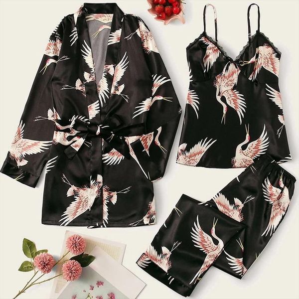 3pcs silk robe set women sleepwear sleepsuit lace pajamas gown v neck nighties wear home nightwear pijama spring nightdress, Black;red
3pcs silk robe set women sleepwear sleepsuit lace pajamas gown v neck nighties wear home nightwear pijama spring nightdress, Black;red