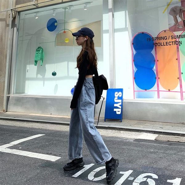 women's breeches spring retro bf adjustable waist classic women denim harajuku high street all-match simple jean ladies 21zx, Blue
women's breeches spring retro bf adjustable waist classic women denim harajuku high street all-match simple jean ladies 21zx, Blue
