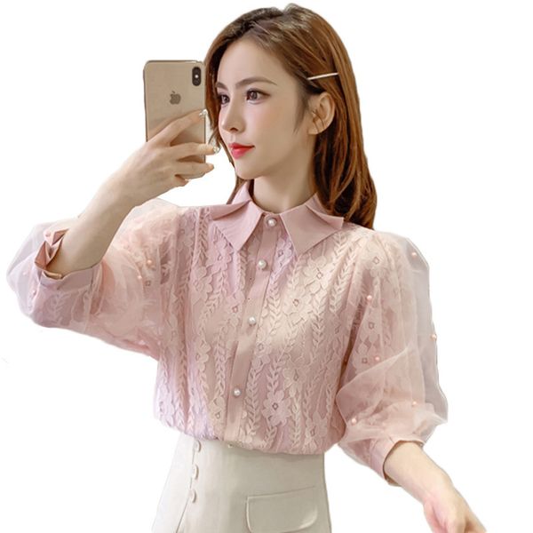 2021 women lace blouse spring summer new lantern half sleeve patchwork female girl peter pan collar beading chiffon shirt y117 dlqe, White
2021 women lace blouse spring summer new lantern half sleeve patchwork female girl peter pan collar beading chiffon shirt y117 dlqe, White