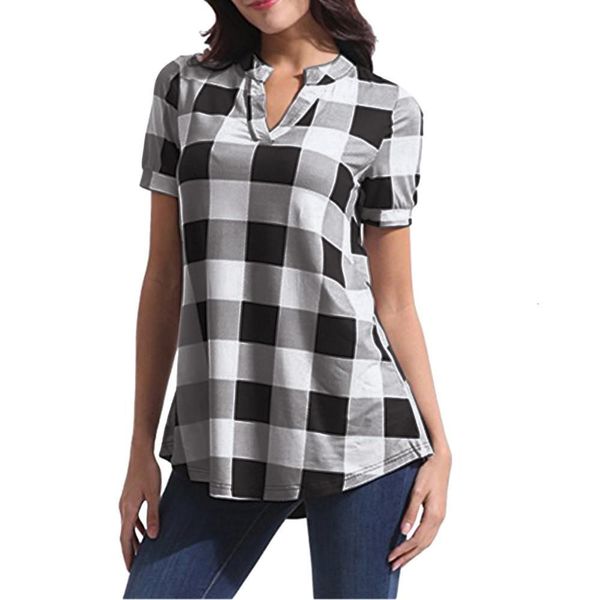 2021 women shirts cap sleeve plaid printed short sleeve v neck irregular blouse plus size s 5xl ladies blouses female blusas, White
2021 women shirts cap sleeve plaid printed short sleeve v neck irregular blouse plus size s 5xl ladies blouses female blusas, White