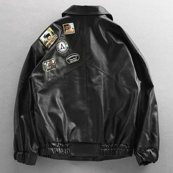 street trend loose motorcycle suit coat men's plush thickened pilot pu leather large jacket fashion, Black;brown
street trend loose motorcycle suit coat men's plush thickened pilot pu leather large jacket fashion, Black;brown