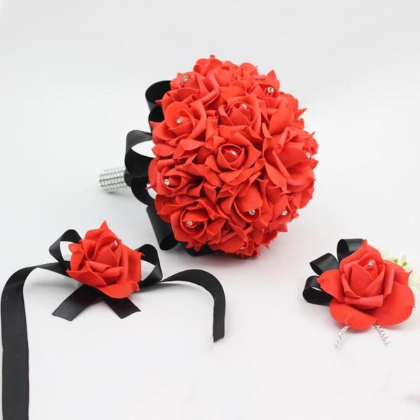 3 pcs bridal bridesmaid red rose flowers holder wedding bouquet boutonniere wrist corsage set home party bride accessories
3 pcs bridal bridesmaid red rose flowers holder wedding bouquet boutonniere wrist corsage set home party bride accessories
