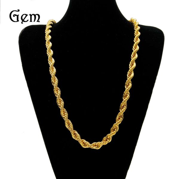 men's hip hop gold plated necklace 1cm thick hemp necklace gold plated twisted rope chain, Silver
men's hip hop gold plated necklace 1cm thick hemp necklace gold plated twisted rope chain, Silver