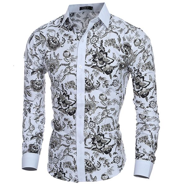 men's floral shirt printed thin sleeves fitting shirts formal fashion size 5xl v6v2, White
men's floral shirt printed thin sleeves fitting shirts formal fashion size 5xl v6v2, White