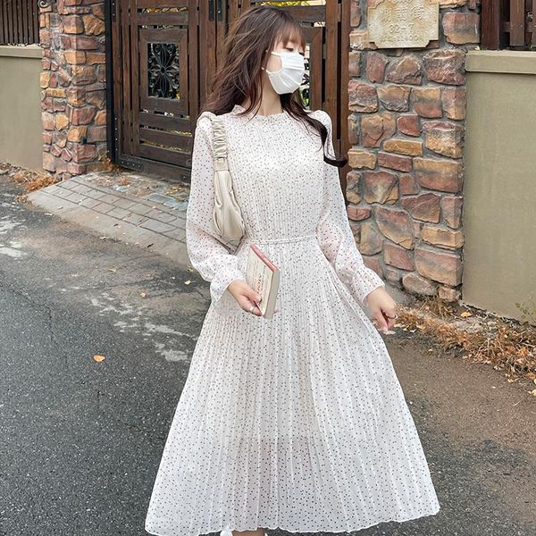 casual dresses white dots chiffon long sleeved plus large size oversize korean fashion kawaii women's elegant autumn 2021 clothing, Black;gray
casual dresses white dots chiffon long sleeved plus large size oversize korean fashion kawaii women's elegant autumn 2021 clothing, Black;gray