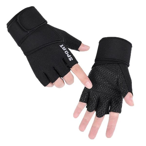 cycling gloves long wrist band half finger weight lifting protect gym training fingerless men women, Black
cycling gloves long wrist band half finger weight lifting protect gym training fingerless men women, Black