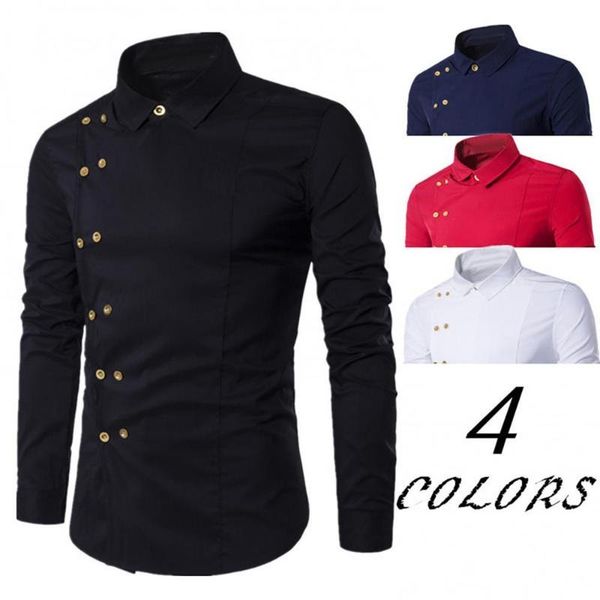 men's casual shirts long sleeve turn down collar diagonal double-breasted buttons cotton shirt spring autumn slim irregular, White;black
men's casual shirts long sleeve turn down collar diagonal double-breasted buttons cotton shirt spring autumn slim irregular, White;black