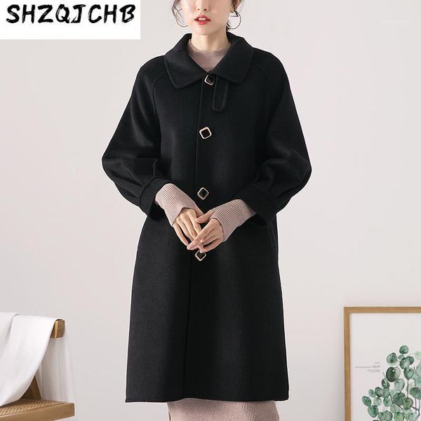autumn and winter double-sided cashmere coat women's medium long korean wool woolen sweater & blends, Black
autumn and winter double-sided cashmere coat women's medium long korean wool woolen sweater & blends, Black