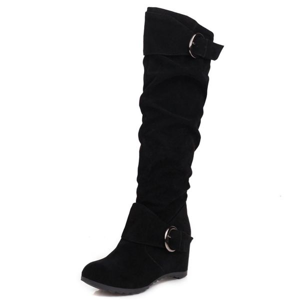 versatile wave wave-resistant knee wear boots tpr belt buckle red wine stuffed boot wedge increasing shoes m8ch, Black
versatile wave wave-resistant knee wear boots tpr belt buckle red wine stuffed boot wedge increasing shoes m8ch, Black