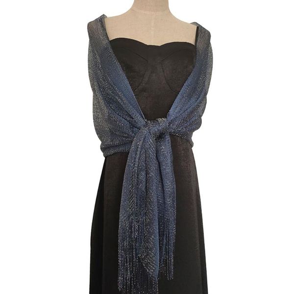 scarves women mesh metallic shawls wedding spring autumn wraps lightweight large sparkling scarf with tassels for evening dresses gift, Blue;gray 
scarves women mesh metallic shawls wedding spring autumn wraps lightweight large sparkling scarf with tassels for evening dresses gift, Blue;gray