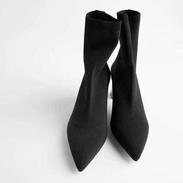 boots socks heels women's rubber shoes rain boots-women stockings mid calf high heel black 2021 mid-calf ladies