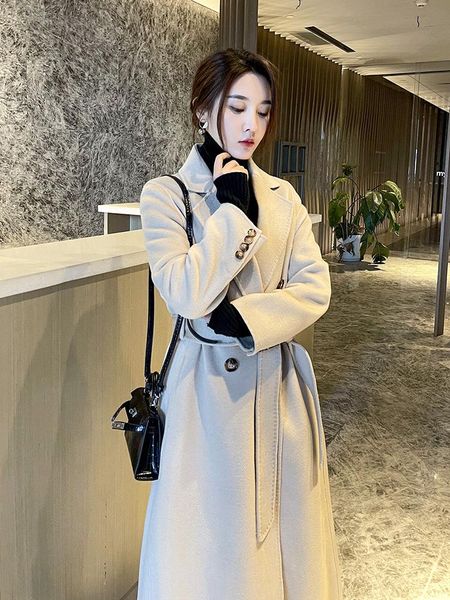 women's wool & blends high end double-sided cashmere coat 2021 spring and autumn fashion temperament loose thin classic, Black
women's wool & blends high end double-sided cashmere coat 2021 spring and autumn fashion temperament loose thin classic, Black