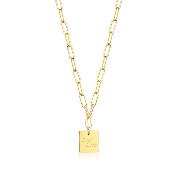 pendant necklaces 2021 titanium steel material square tag with good luck logo personalized and temperament necklace suitable for women's, Silver
pendant necklaces 2021 titanium steel material square tag with good luck logo personalized and temperament necklace suitable for women's, Silver