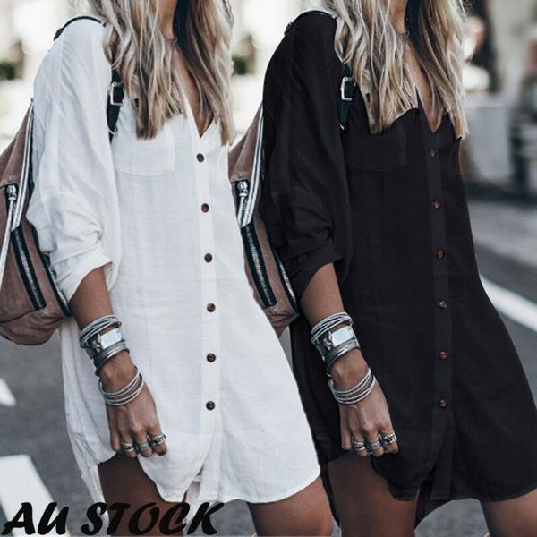 women's blouses & shirts women swimsuit bikini beach cover up robe tunic shirt v-neck summer solid button down pocket sunscreen blouse, White
women's blouses & shirts women swimsuit bikini beach cover up robe tunic shirt v-neck summer solid button down pocket sunscreen blouse, White