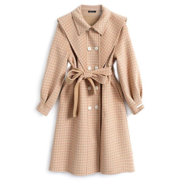 women's wool & blends women winter jackets thicken plaid coat shawl double breasted lacing up outwear coats female double-sided long ve, Black
women's wool & blends women winter jackets thicken plaid coat shawl double breasted lacing up outwear coats female double-sided long ve, Black