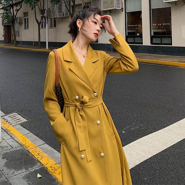 women's trench coats retro british style double-breasted coat female temperament high-end waist pleated mid-length women mask vero, Tan;black
women's trench coats retro british style double-breasted coat female temperament high-end waist pleated mid-length women mask vero, Tan;black