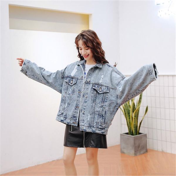 women's jackets 2021 spring autumn coat women vintage hole denim jacket fashion loose short jeans casual student outwear tide d3417, Black;brown
women's jackets 2021 spring autumn coat women vintage hole denim jacket fashion loose short jeans casual student outwear tide d3417, Black;brown