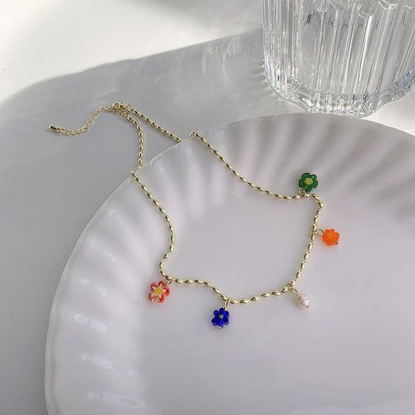 pendant necklaces korean fashion elegant glass colorful flower charms exquisite pearl chains choker for women gift party jewelry, Silver
pendant necklaces korean fashion elegant glass colorful flower charms exquisite pearl chains choker for women gift party jewelry, Silver