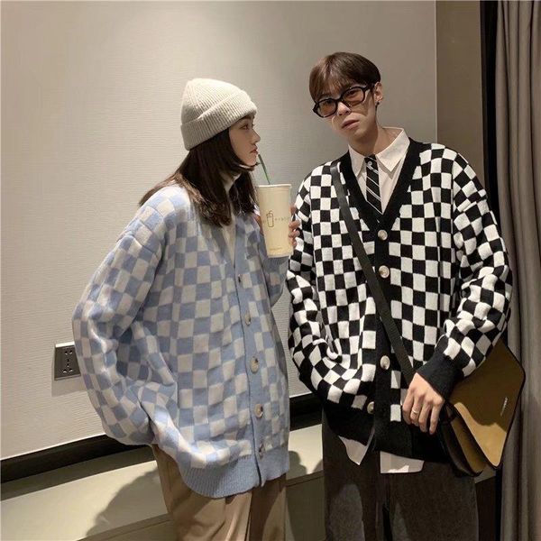 men's sweaters vintage sweater jacket japanese retro black and white checkerboard knitted cardigan spring autumn loose lazy style top, White;black
men's sweaters vintage sweater jacket japanese retro black and white checkerboard knitted cardigan spring autumn loose lazy style top, White;black